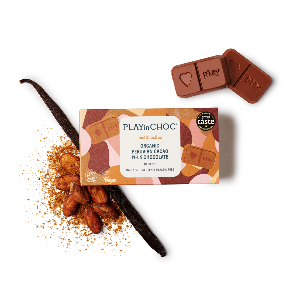 JustChoc | 10 Piece Vegan Milk Chocolate Box | 100% Organic