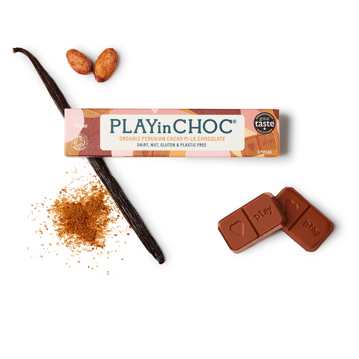 JustChoc Box | 3 Piece Vegan Peruvian Cacao Milk Chocolate Bar
