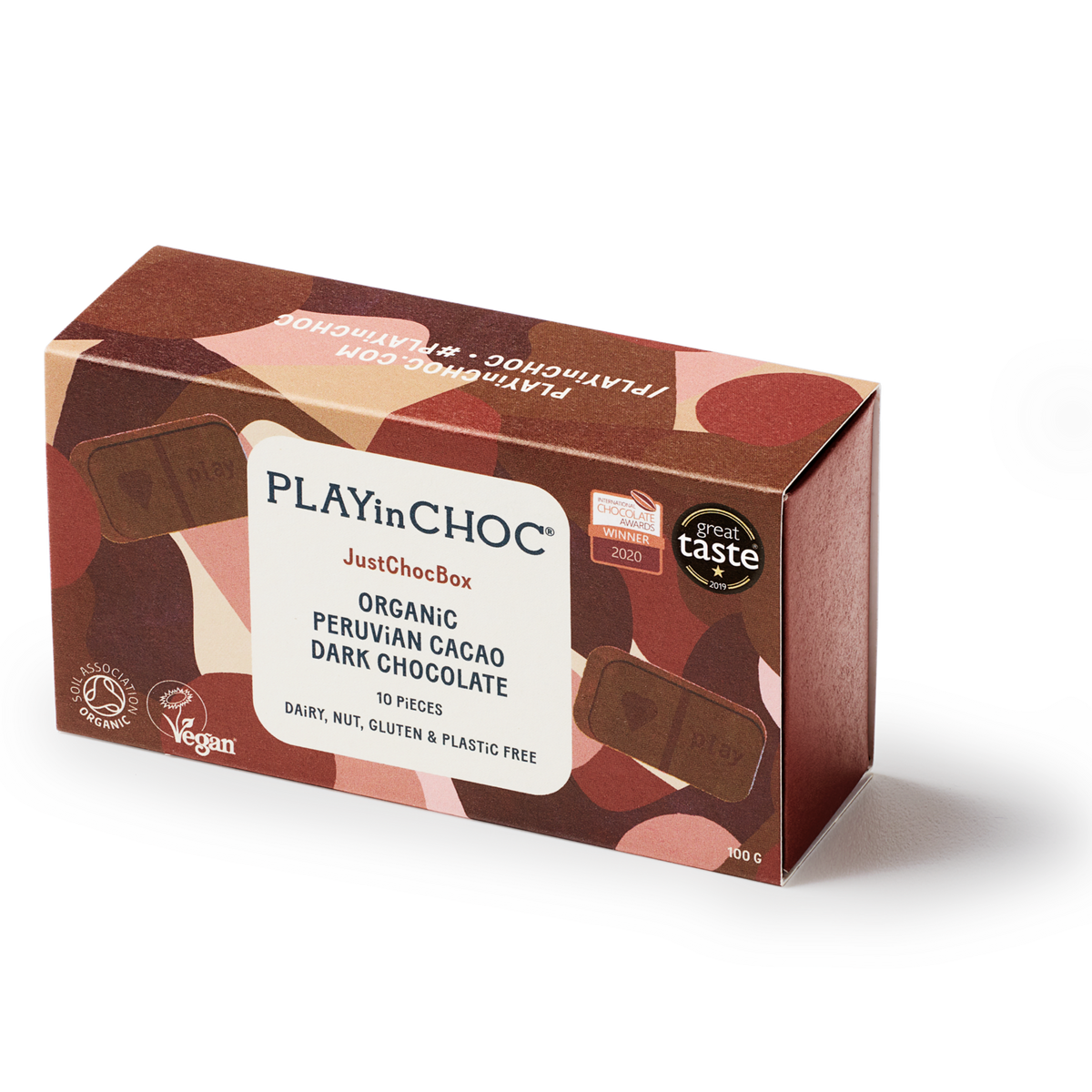 JustChoc | 10 Piece Vegan Dark Chocolate Box | 100% Organic