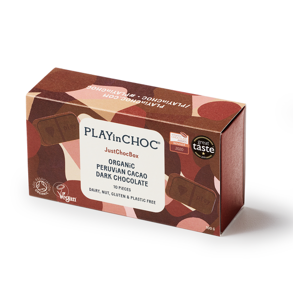 JustChoc Box<br>Organic Peruvian Cacao Dark Chocolate 10 x 100g