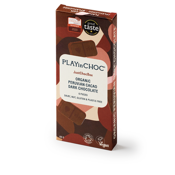 JustChoc Box<br>Organic Peruvian Cacao Dark Chocolates 60g