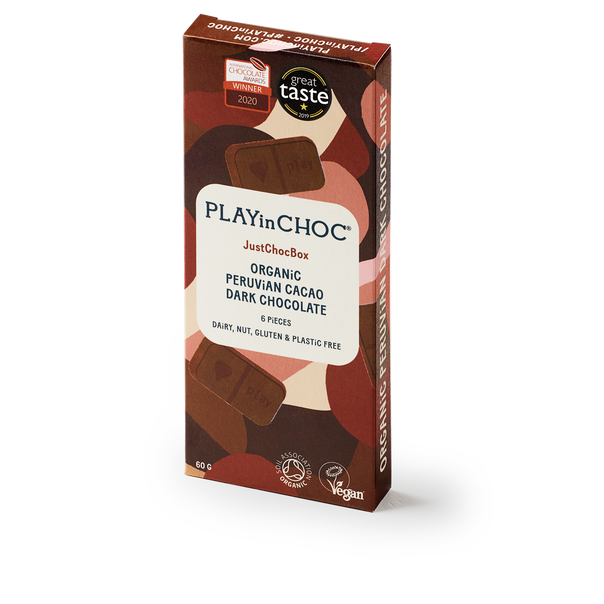 JustChoc Box<br>Organic Peruvian Cacao Dark Chocolate 60g