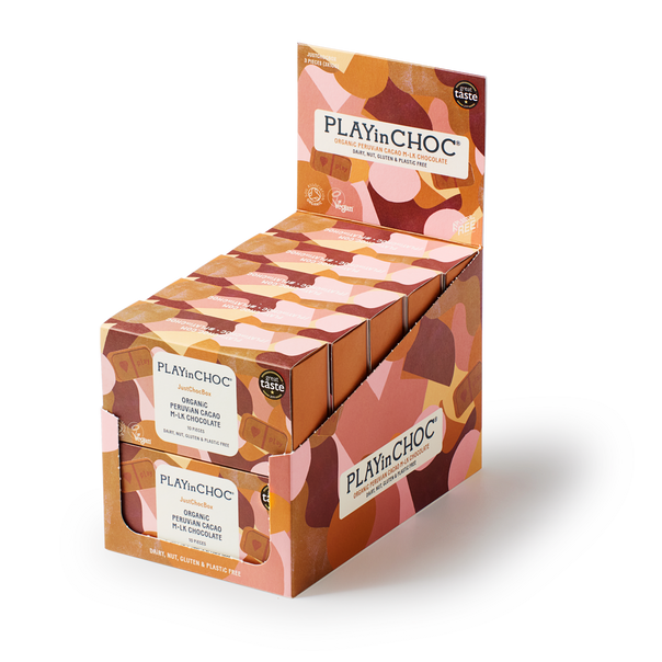 JustChoc Box<br>Organic Peruvian Cacao M•lk Chocolate 100g