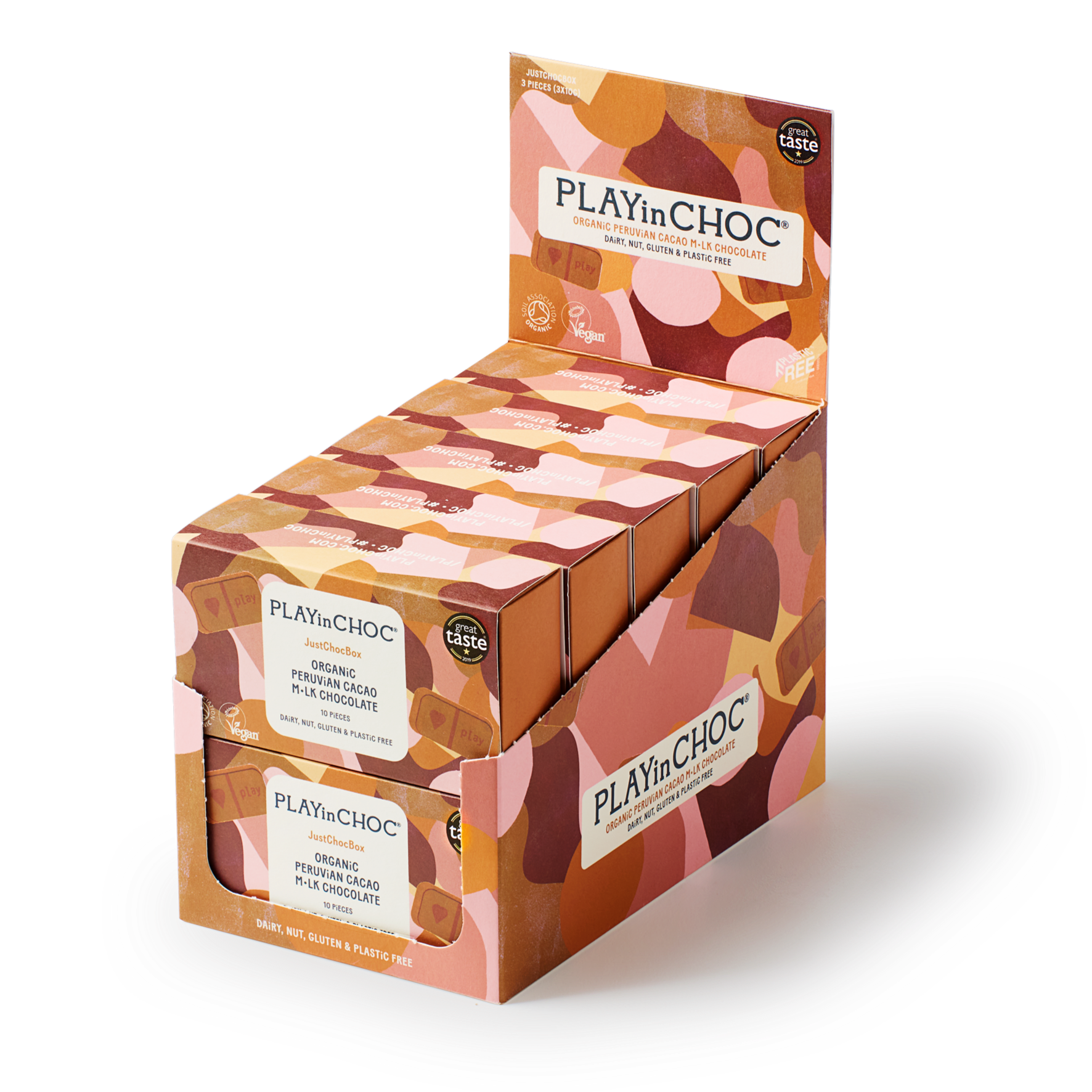 JustChoc BoxOrganic Peruvian Cacao M•lk Chocolate 10 x